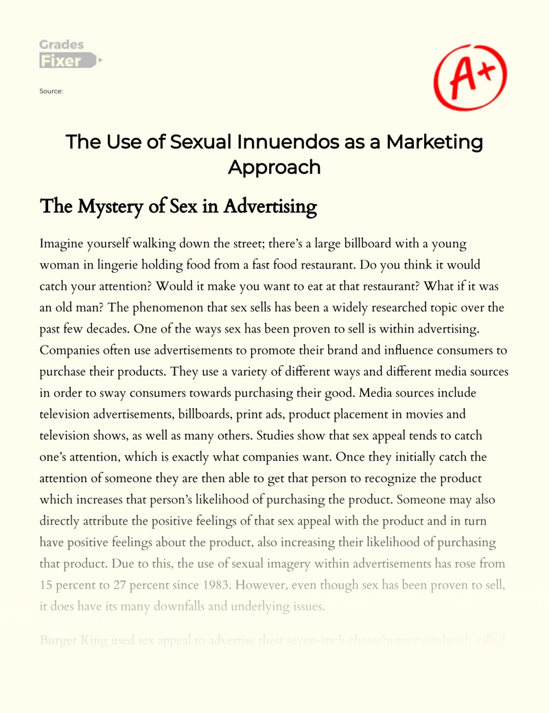 The Use of Sexual Innuendos as a Marketing Approach Essay