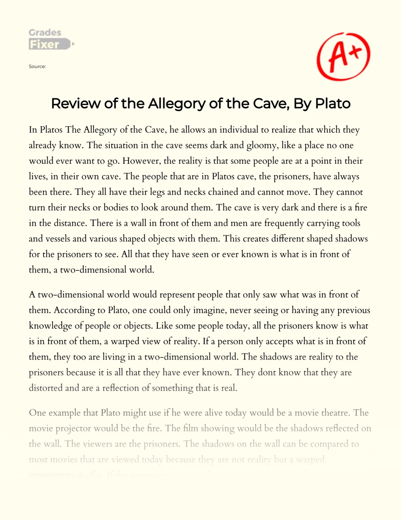 allegory of the cave summary essays