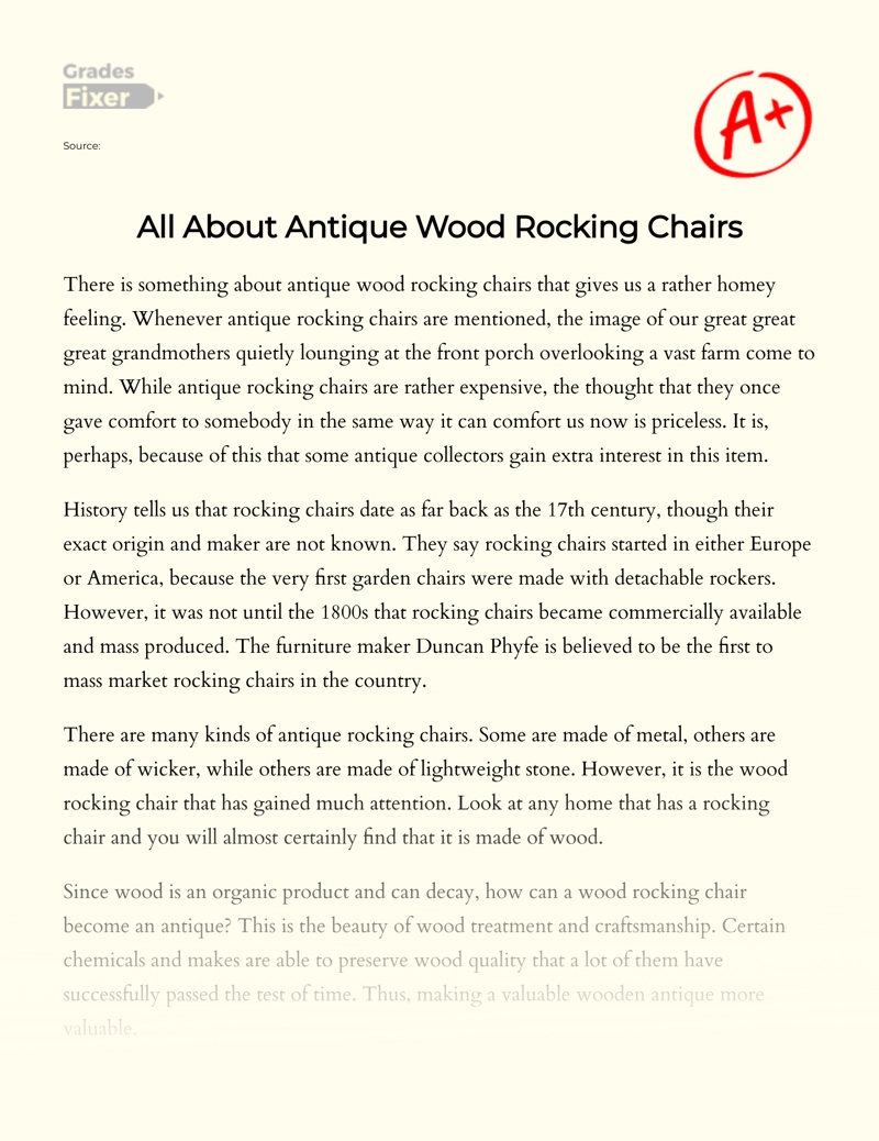 All About Antique Wood Rocking Chairs Essay