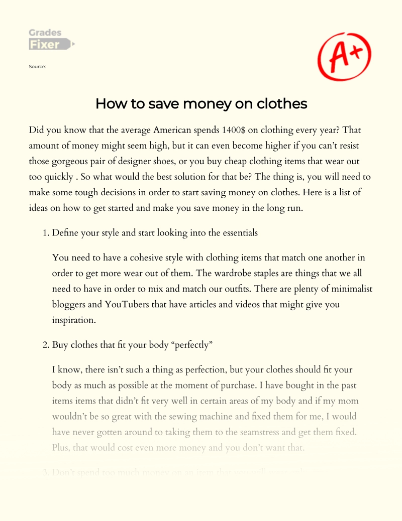 How to Save Money on Clothes essay