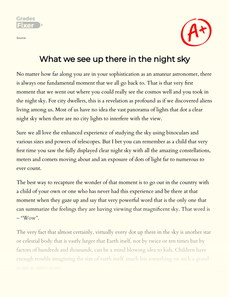 What We See Up There in The Night Sky essay