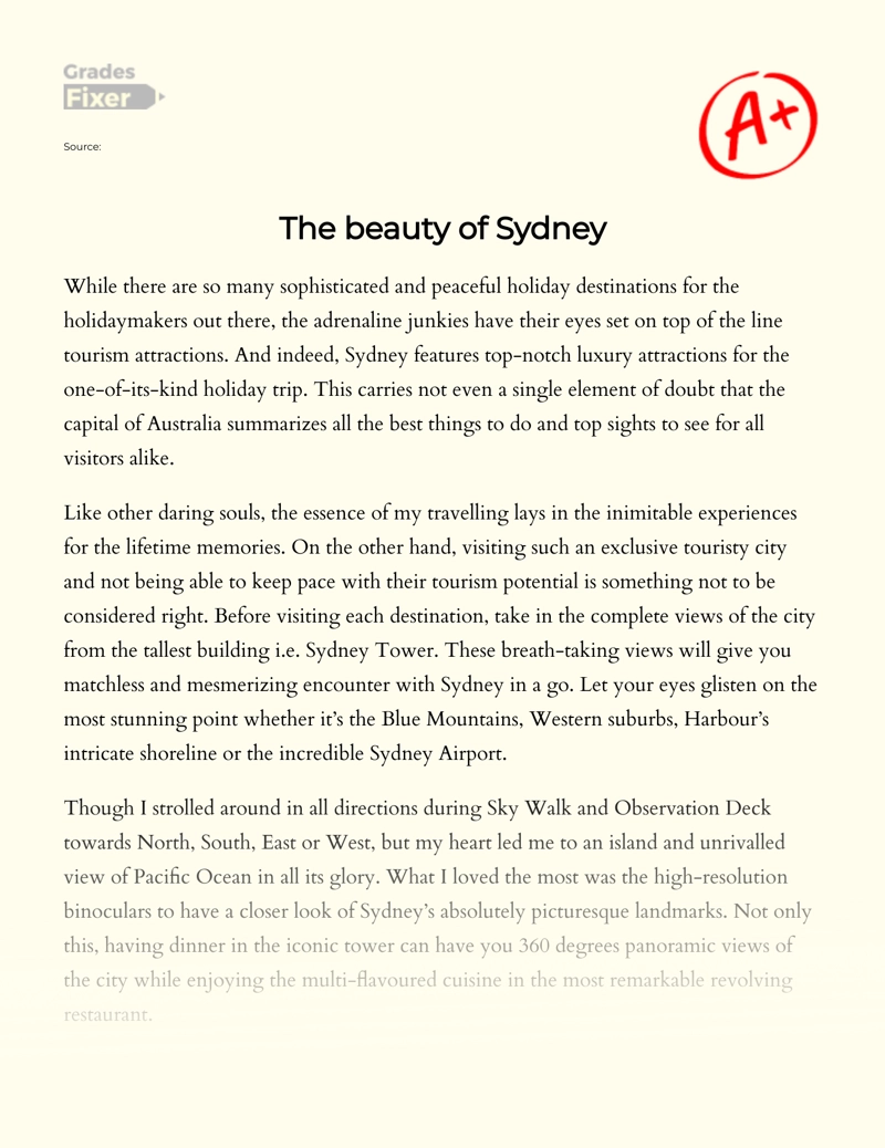 The Beauty of Sydney essay