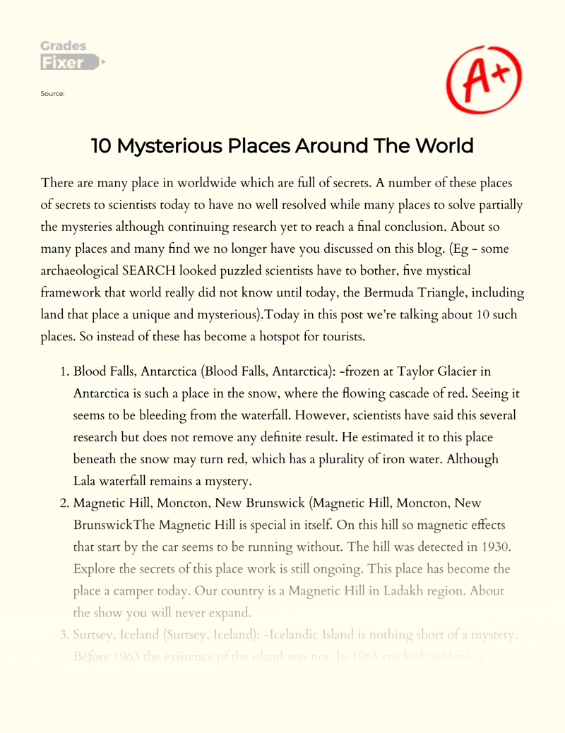 10 Mysterious Places Around The World Essay
