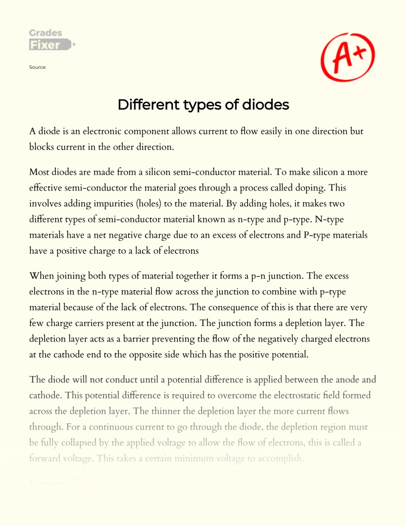 Different Types of Diodes essay