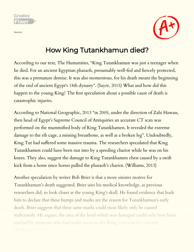 How King Tutankhamun Died Essay