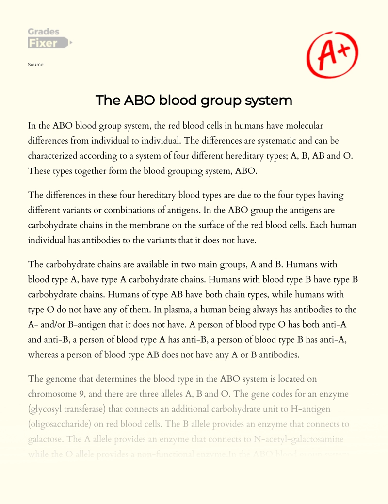 The Abo Blood Group System Essay