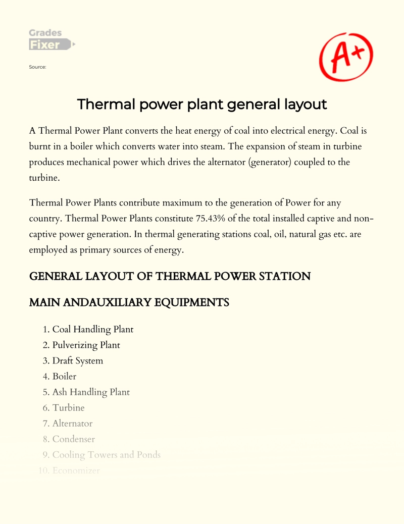 Thermal Power Plant General Layout essay