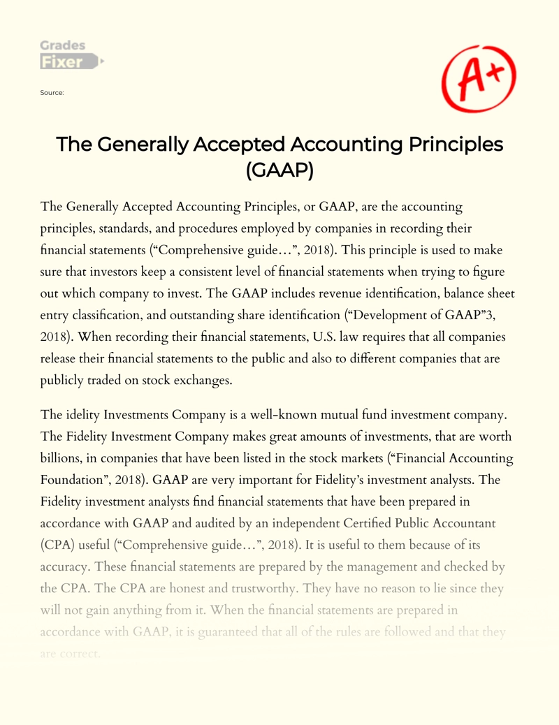 The Generally Accepted Accounting Principles (gaap) Essay
