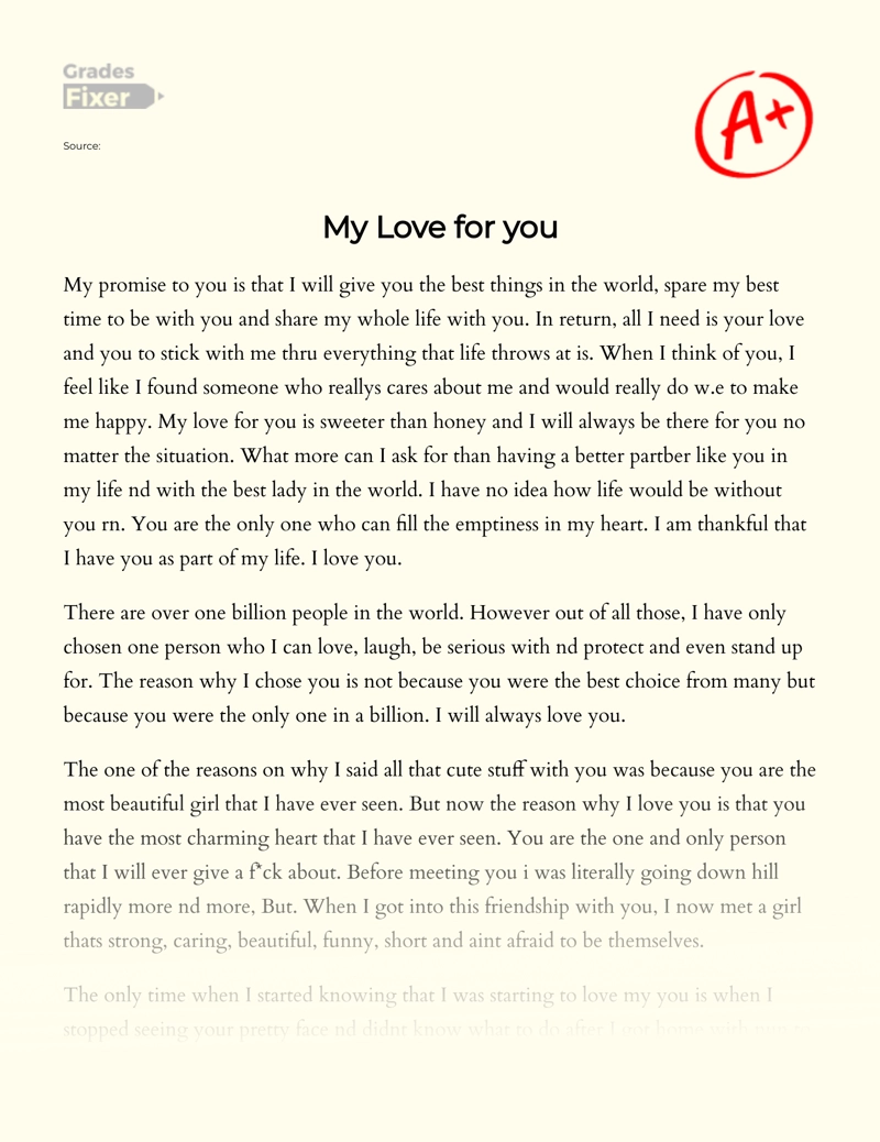 descriptive essay about your love