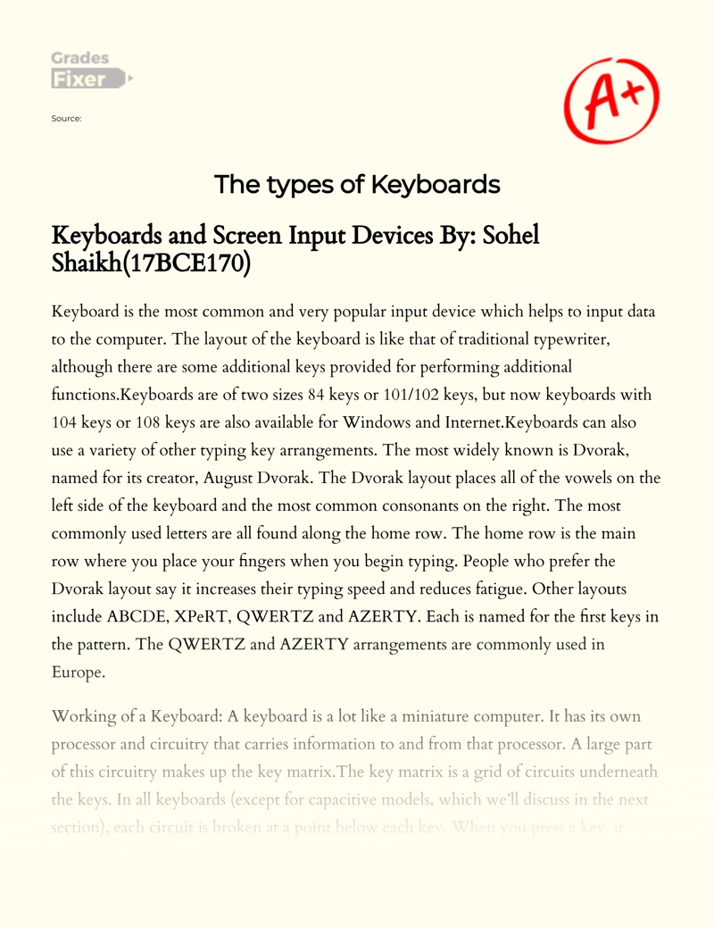 The Types of Keyboards Essay