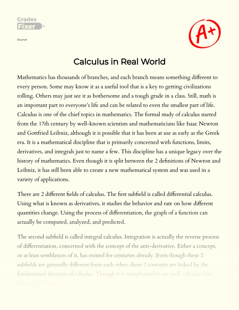 Calculus in Real Life Essay