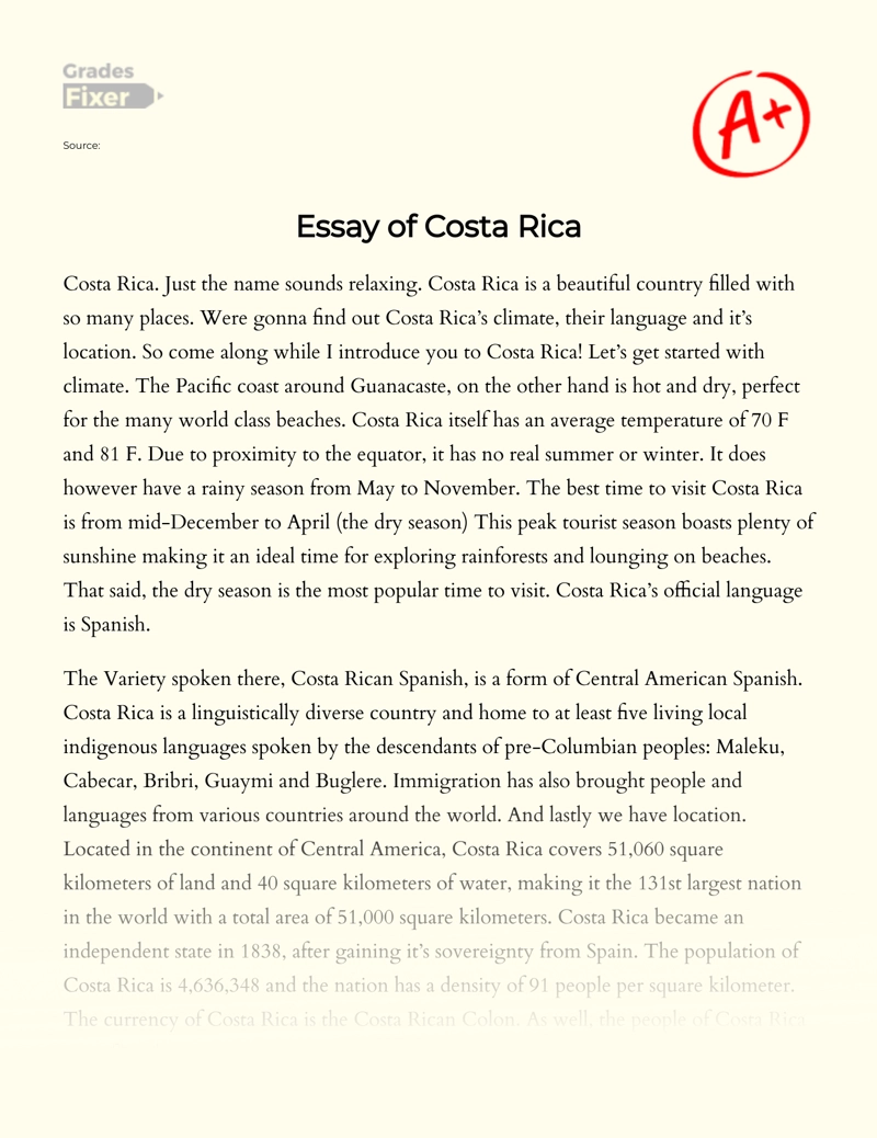 Essay of Costa Rica essay
