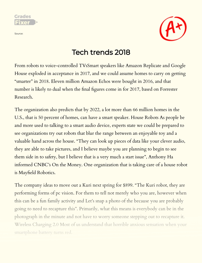 Tech Trends 2018 Essay