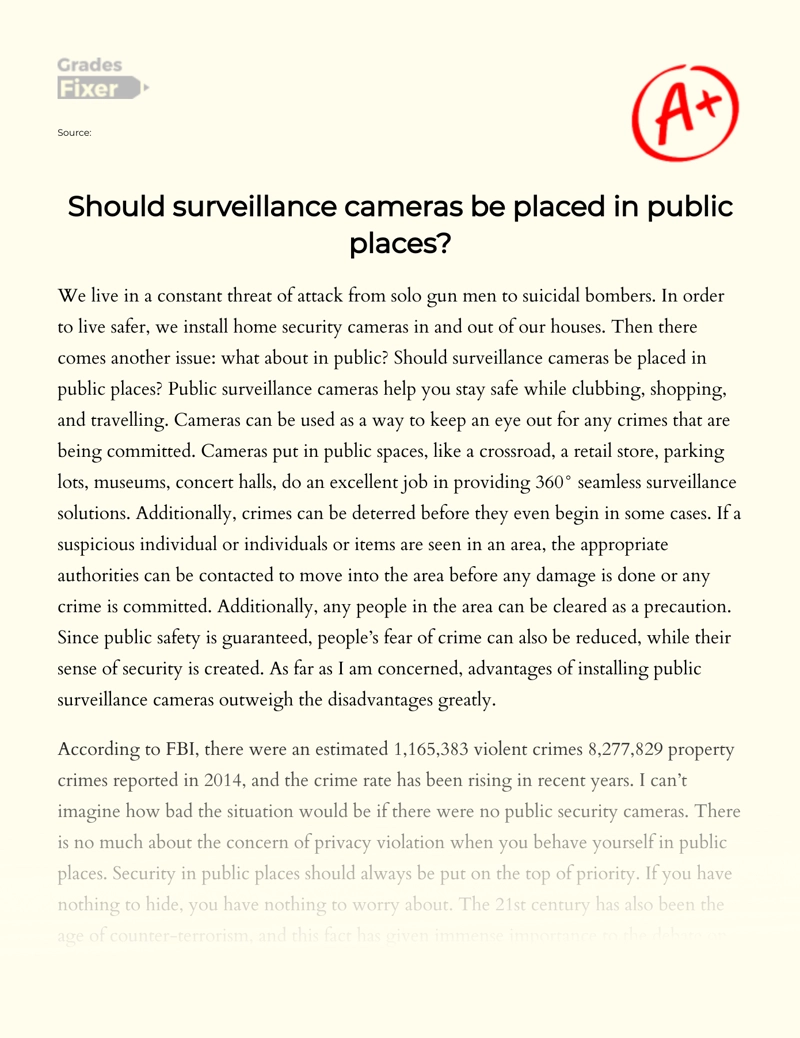 surveillance cameras pros and cons essay