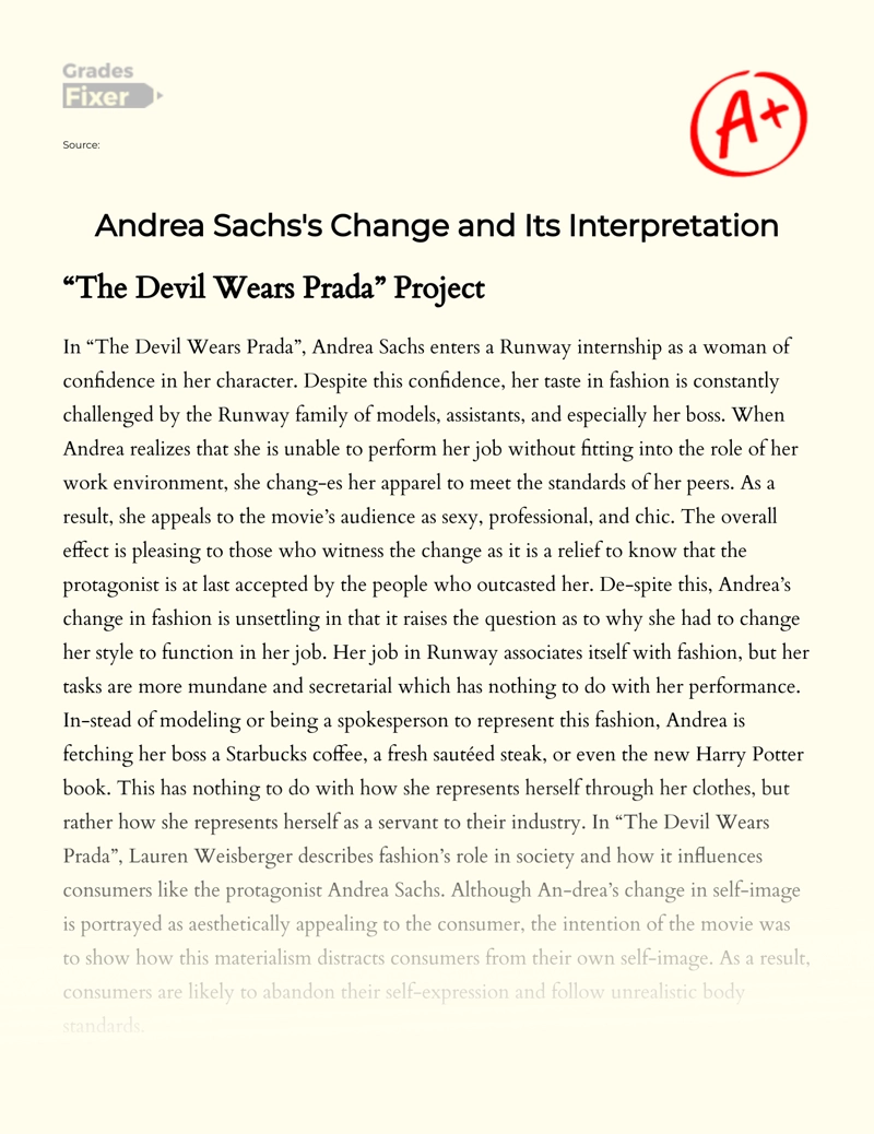 Andrea Sachs's Change and Its Interpretation Essay