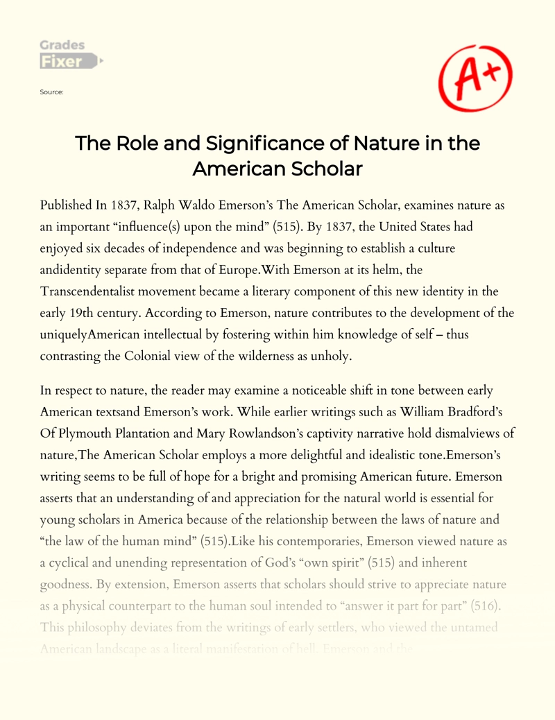 the-role-and-significance-of-nature-in-the-american-scholar-essay