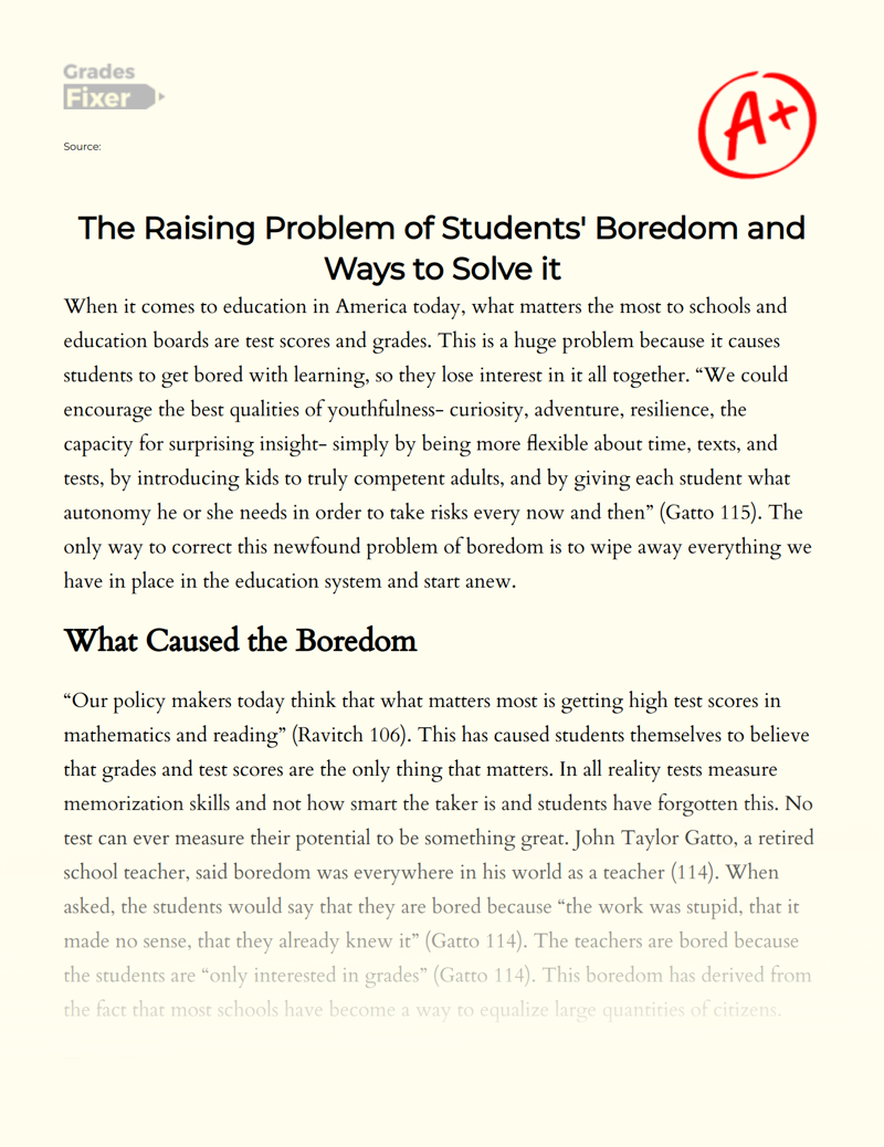 The Raising Problem of Students' Boredom and Ways to Solve It Essay