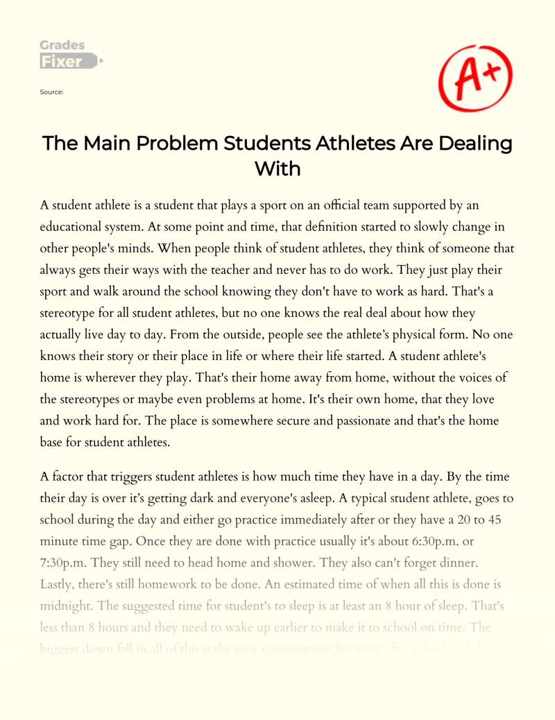 The Main Problem Students Athletes Are Dealing with Essay