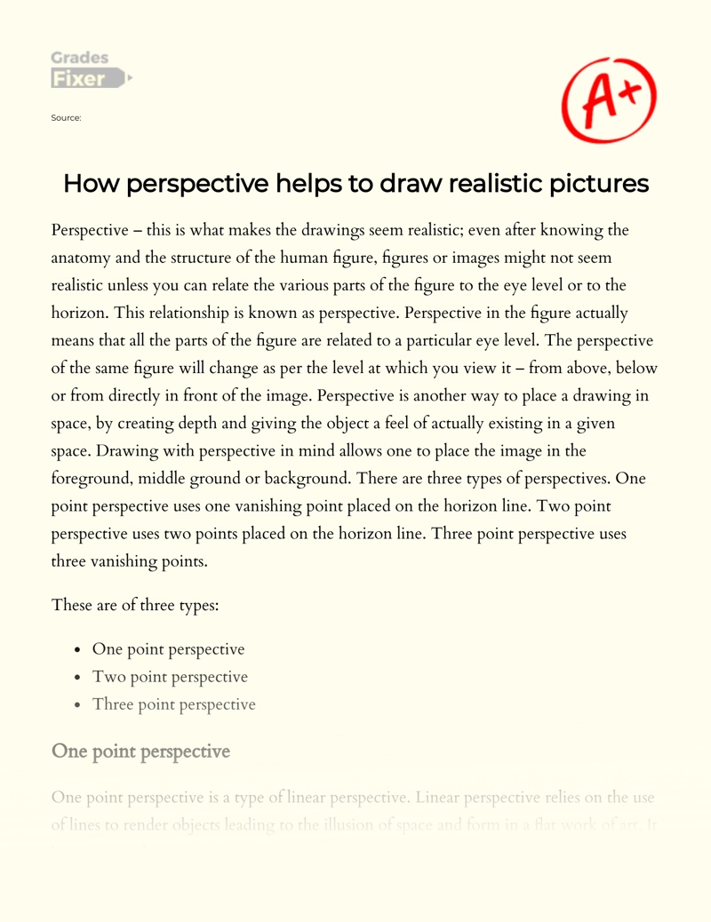 How Perspective Helps to Draw Realistic Pictures Essay
