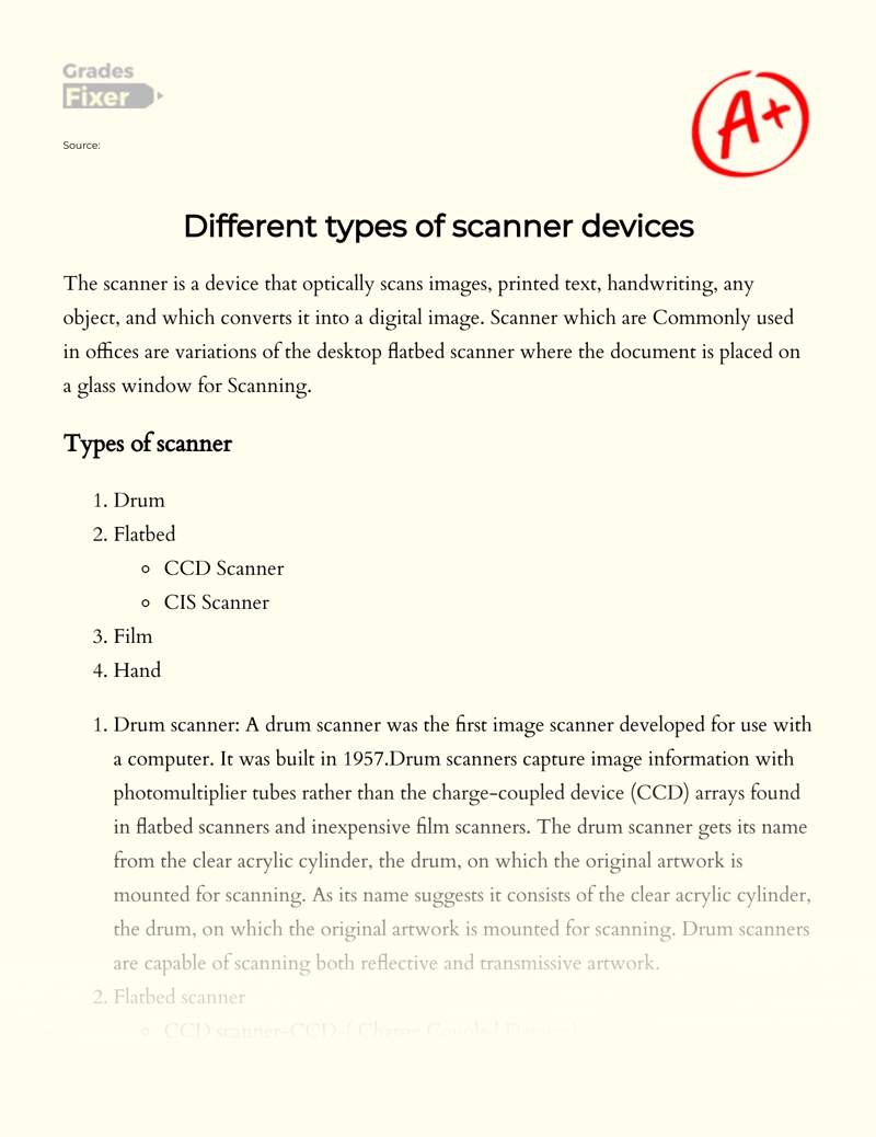 Different Types of Scanner Devices essay