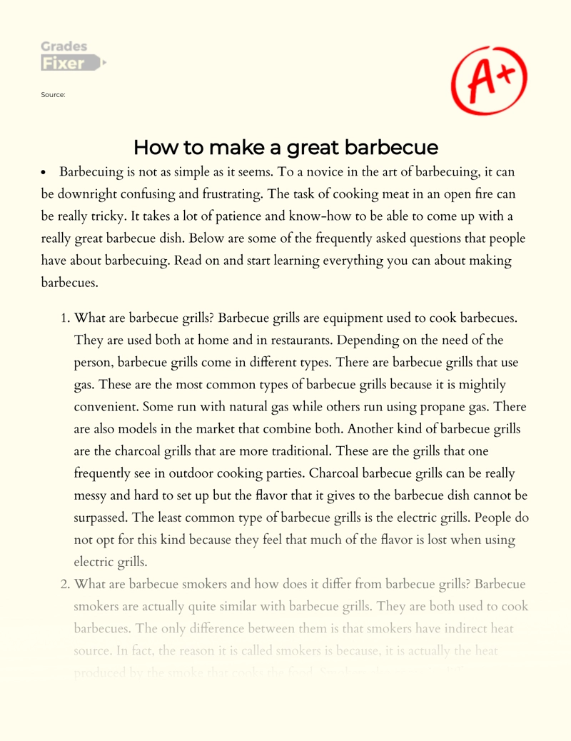 Some Tips Everyone Should Know to Make a Great Barbecue Essay