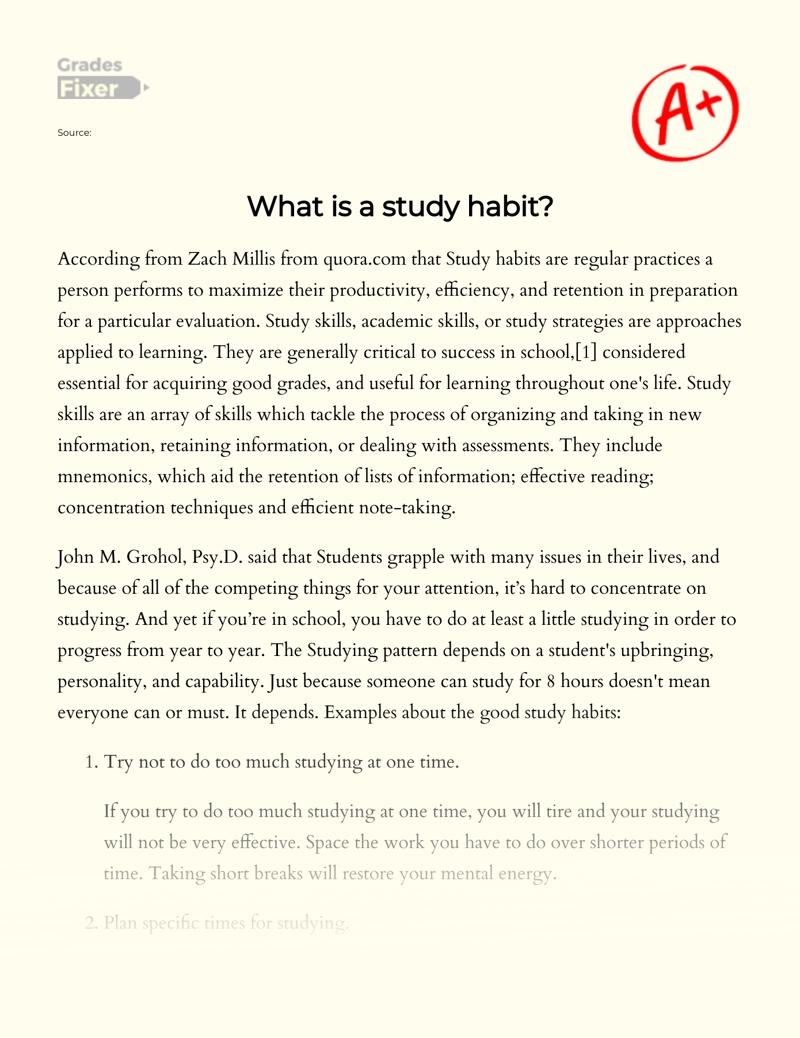 What is a Study Habit Essay