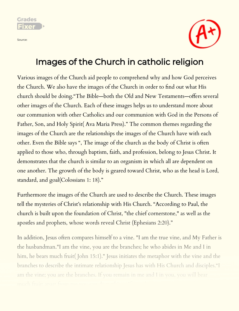 Images of The Church in Catholic Religion Essay