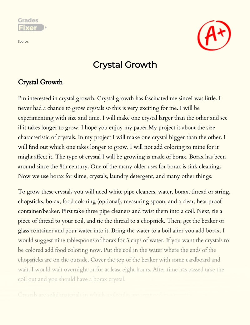 Crystal Growth Essay