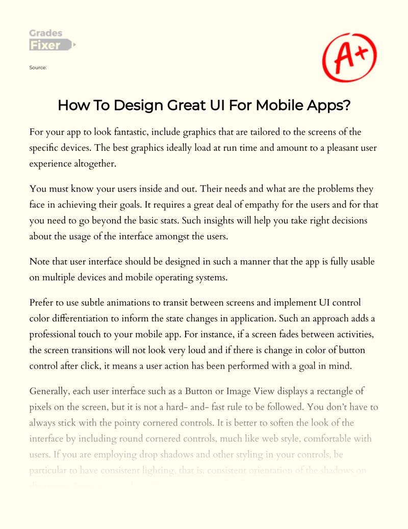 How to Design Great Ui for Mobile Apps Essay