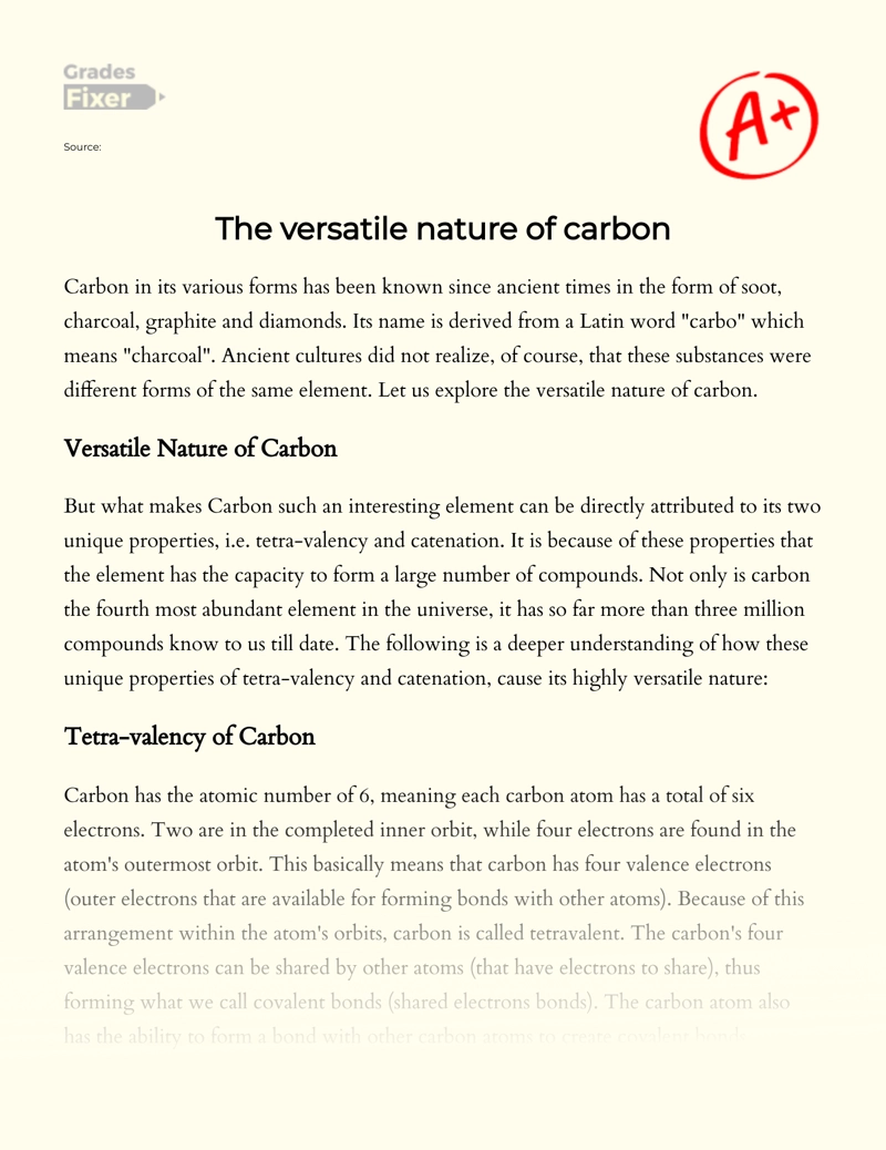 The Versatile Nature of Carbon Essay