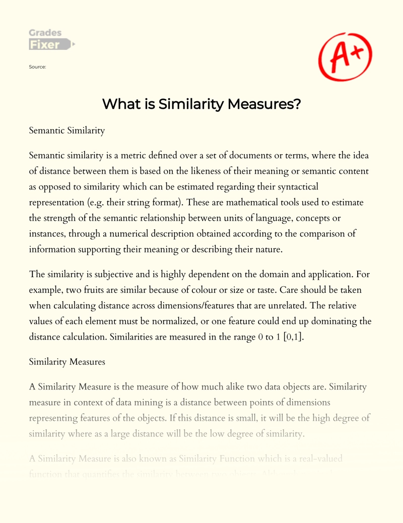 What is Similarity Measures essay