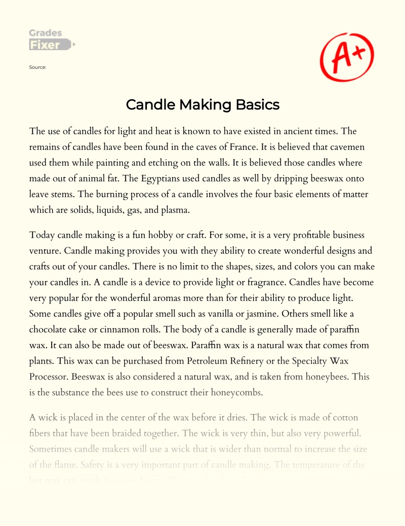 Candle Making Basics Essay
