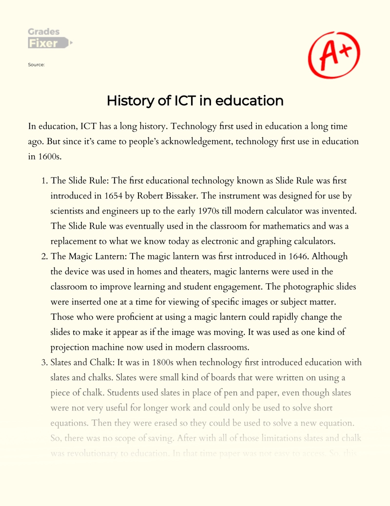 History of Ict in Education essay