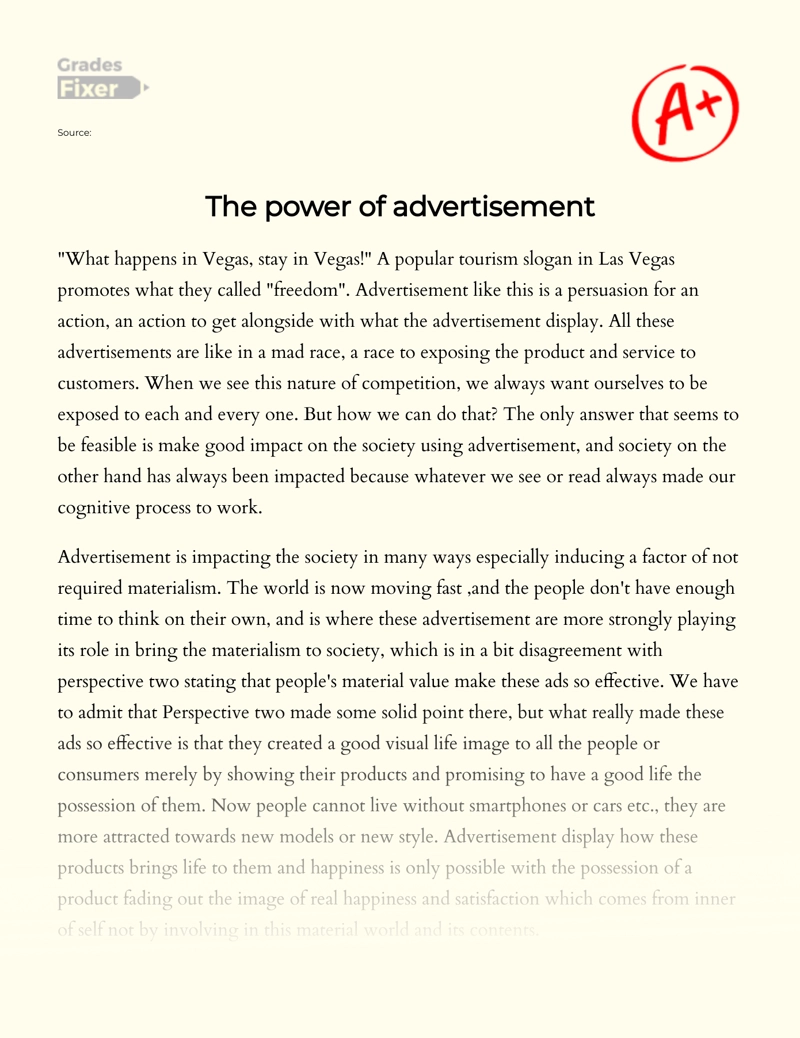 The Power of Advertisement Essay