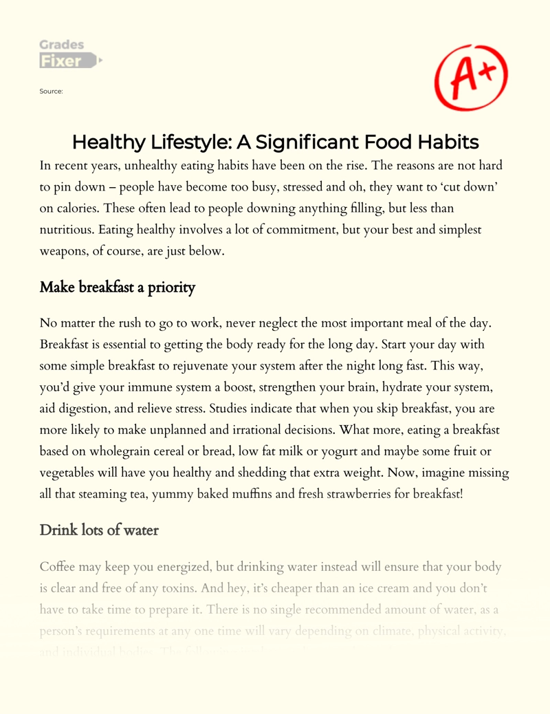 short essay on healthy habits