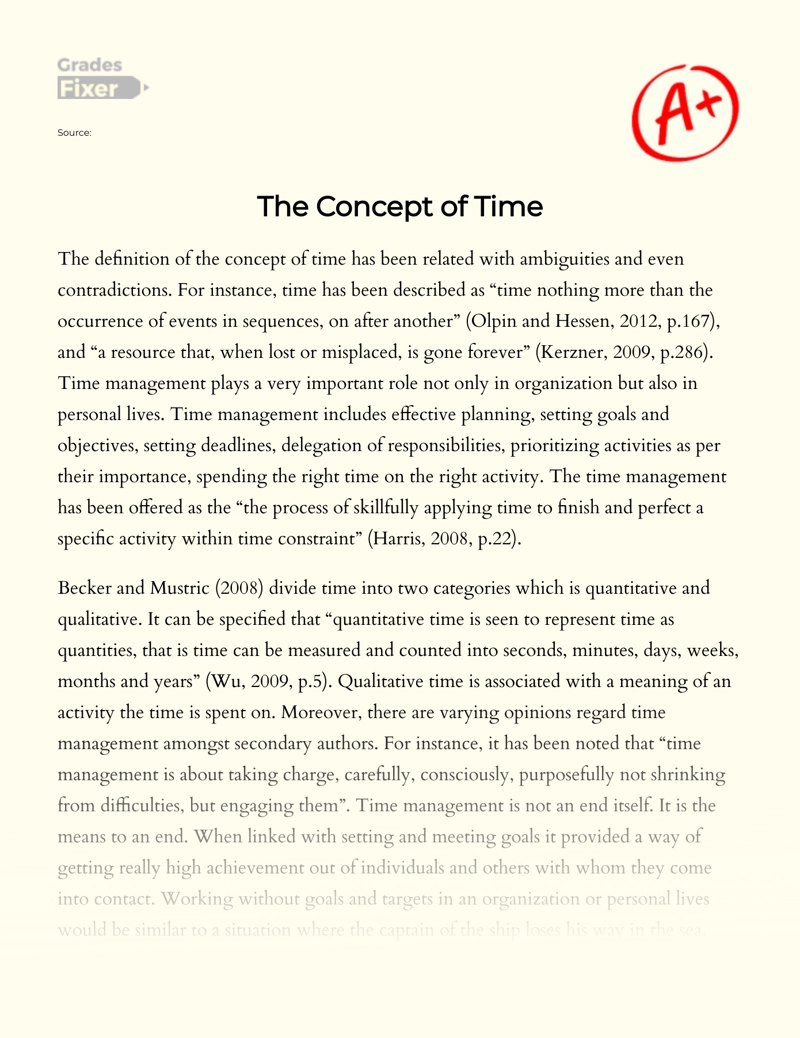 The Concept of Time: Time Management and Its Importance Essay