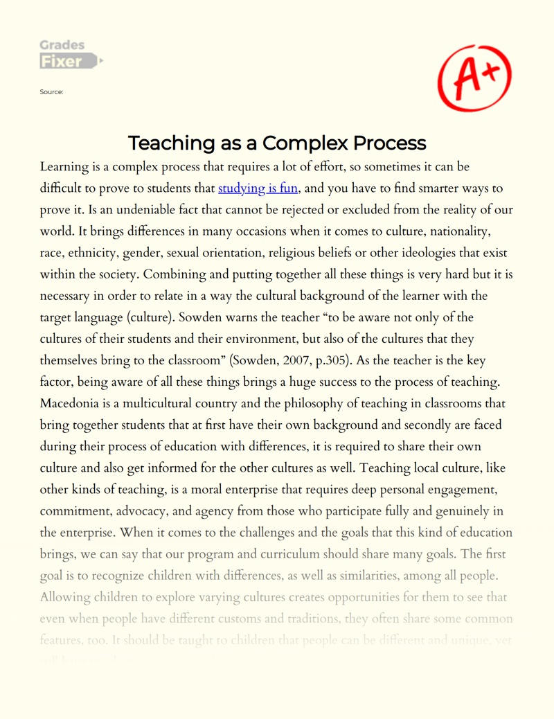 Teaching as a Complex Process Essay