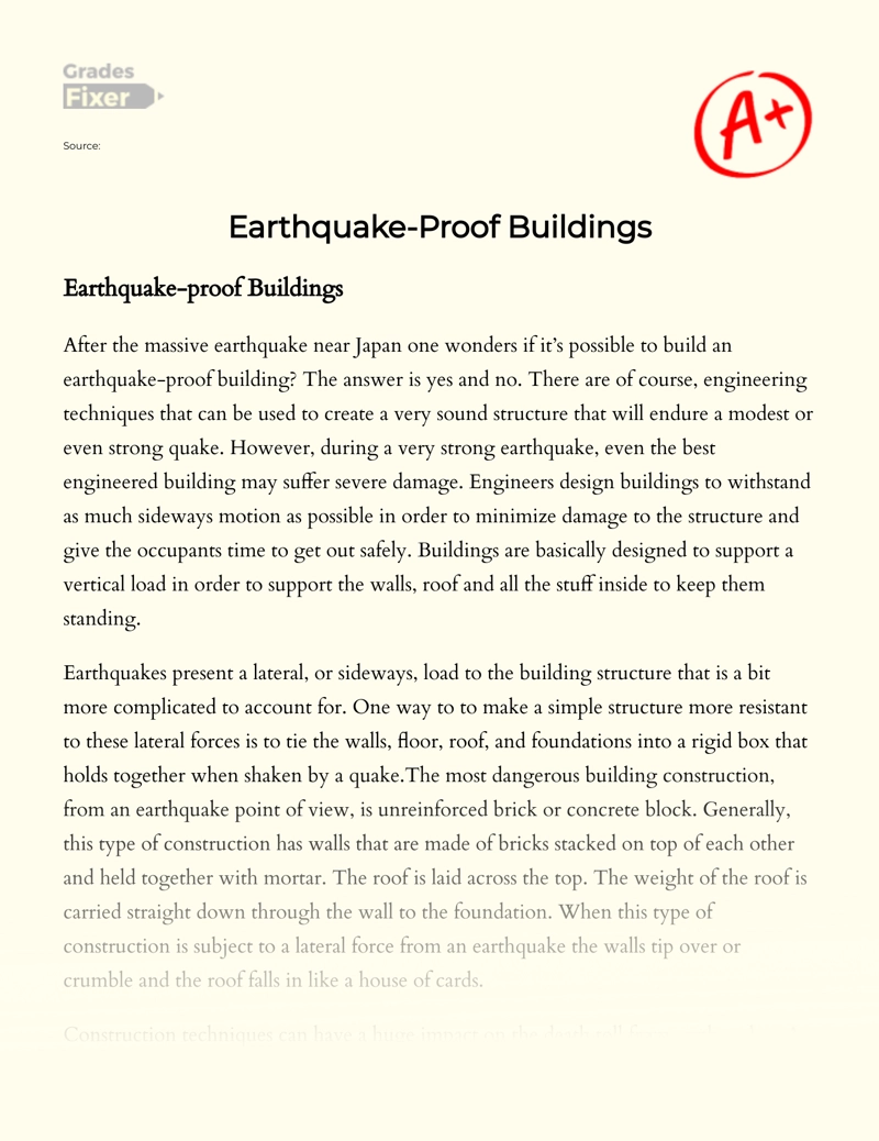 How to Build an Earthquake-proof Building Essay