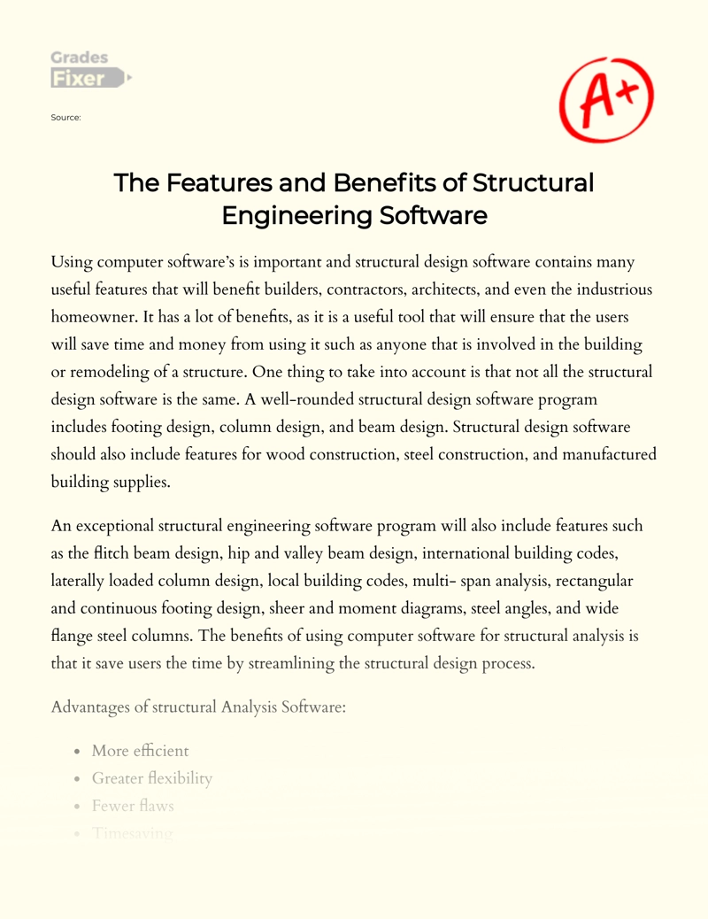 The Features and Benefits of Structural Engineering Software  essay