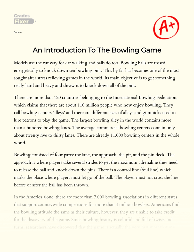 An Introduction to The Bowling Game Essay