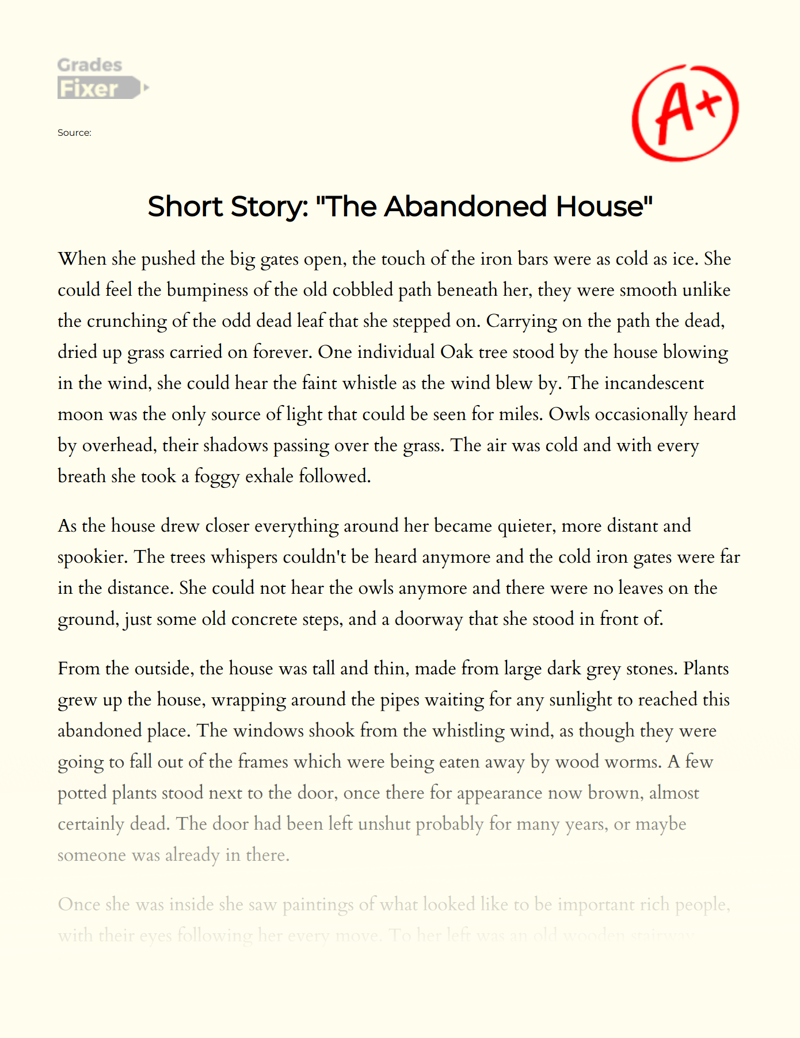 Description of an Abandoned House: a Short Story Essay