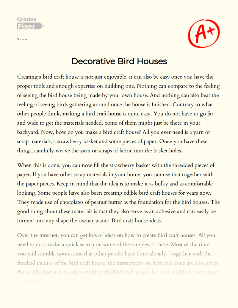 Decorative Bird Houses Essay