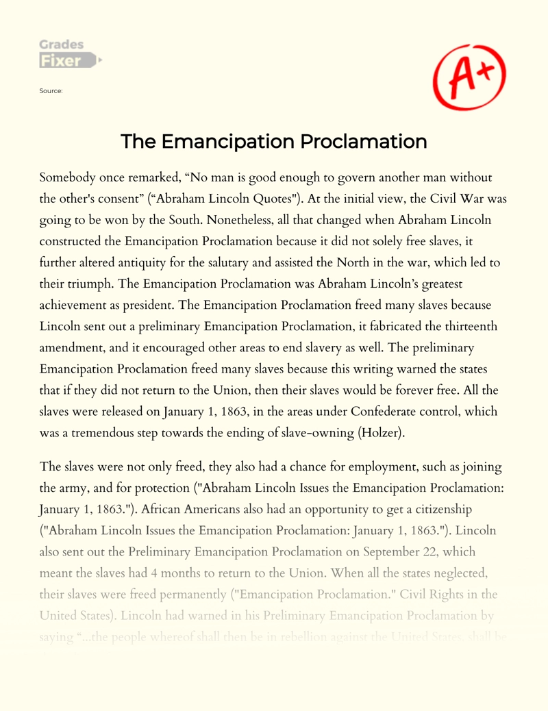The Emancipation Proclamation Essay