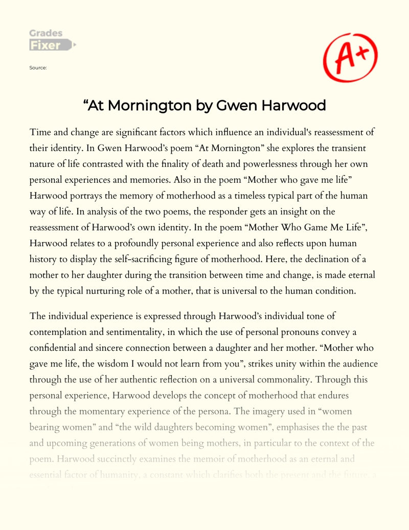 "At Mornington by Gwen Harwood Essay