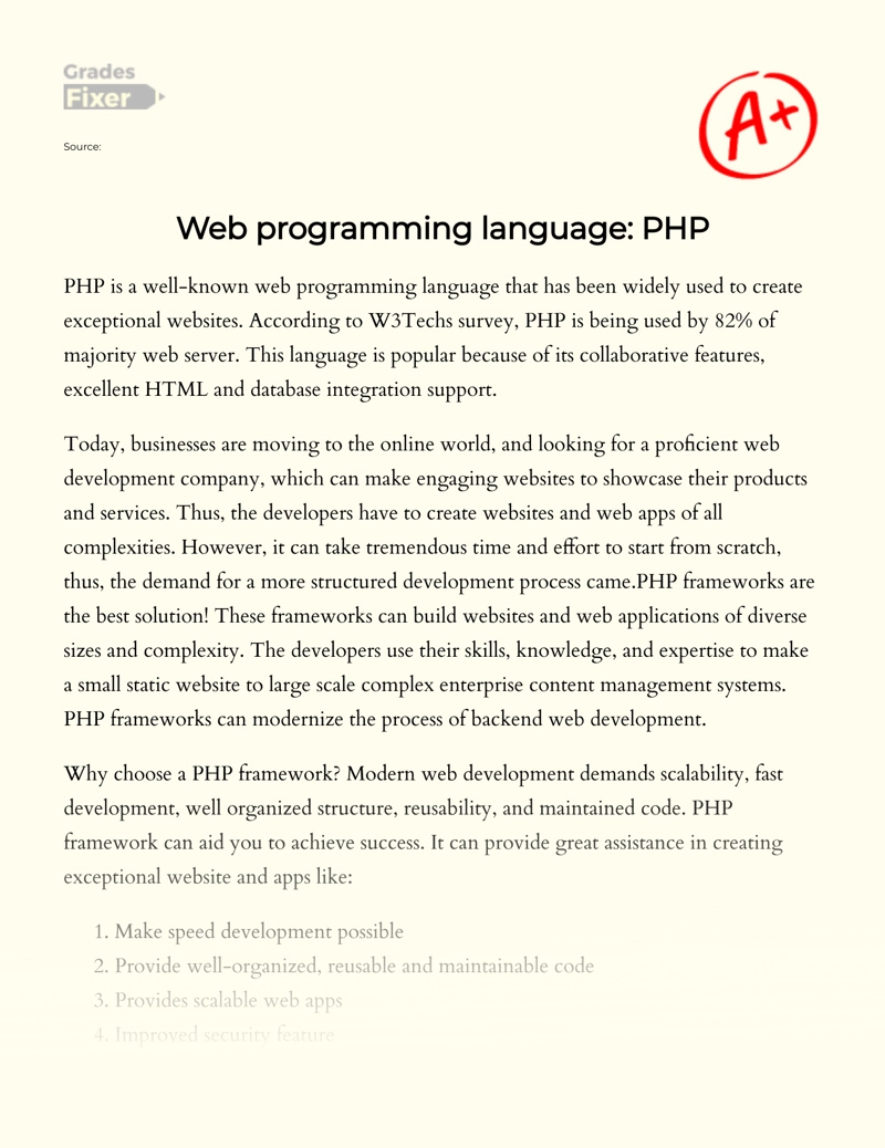 Web Programming Language: Php Essay