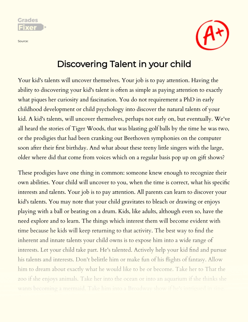 Discovering Talent in Your Child Essay