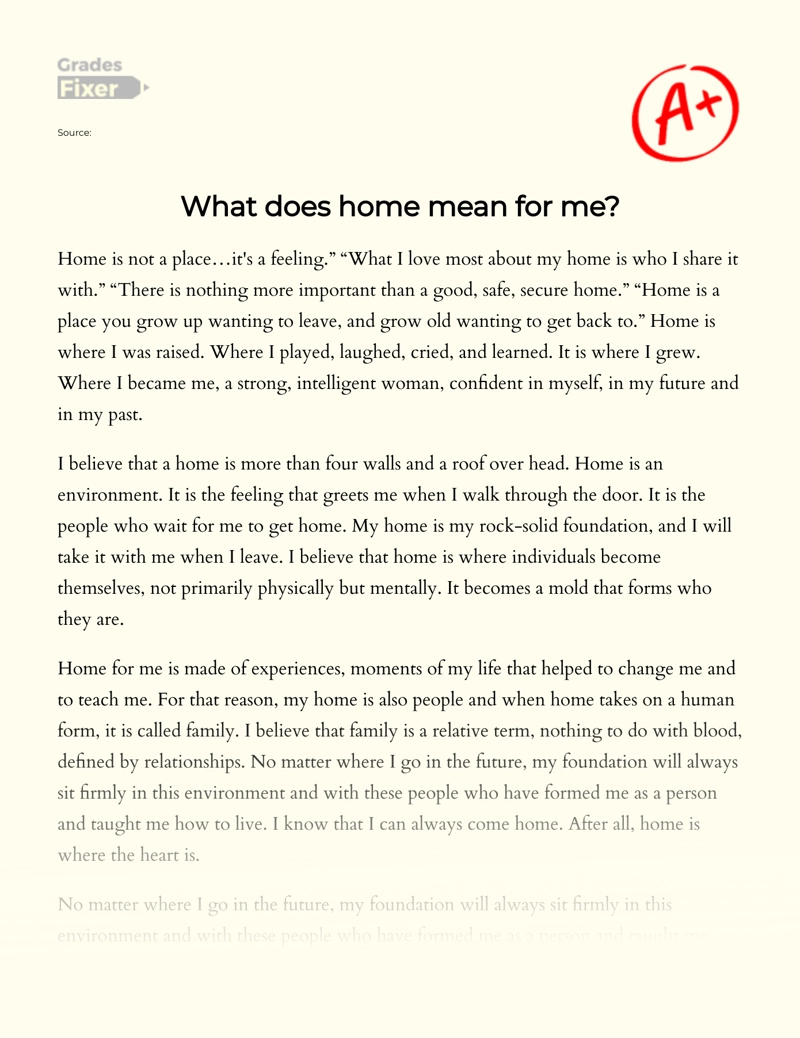 What Does Home Mean to You Essay