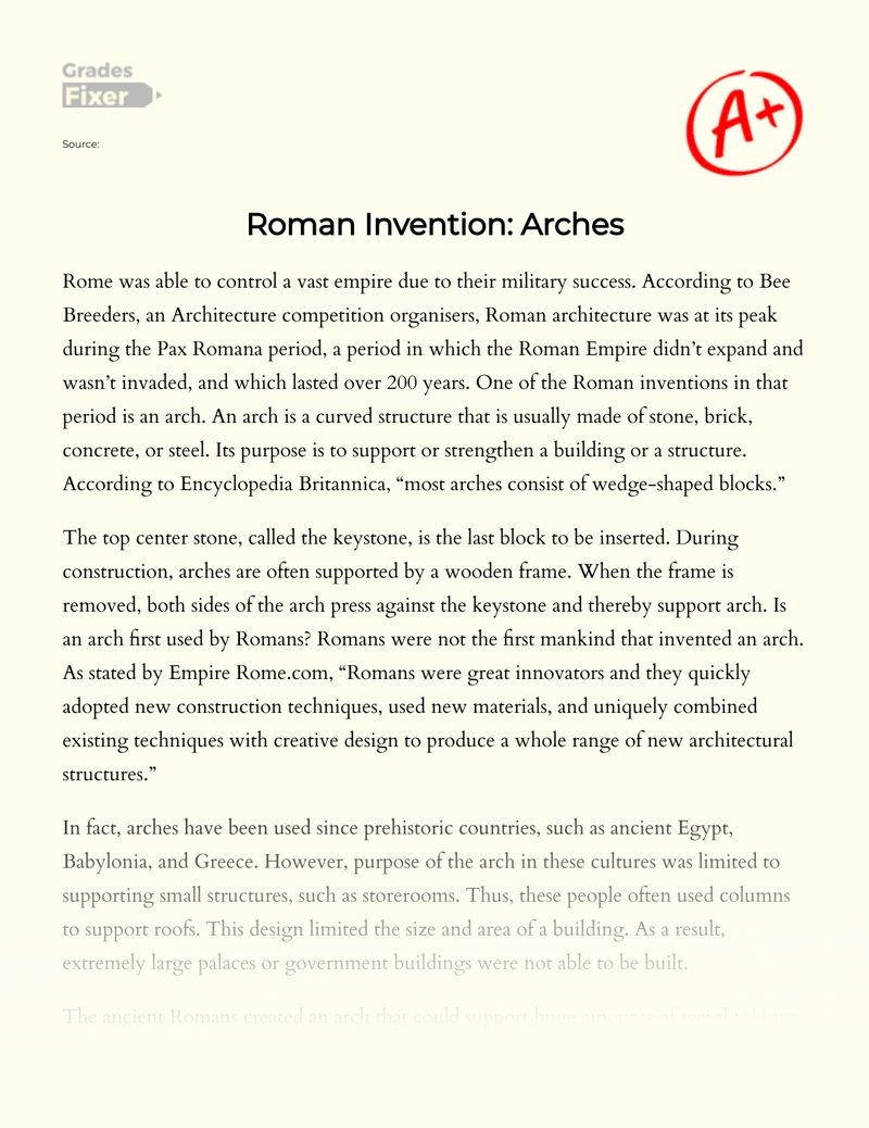 Roman Invention: Arches Essay