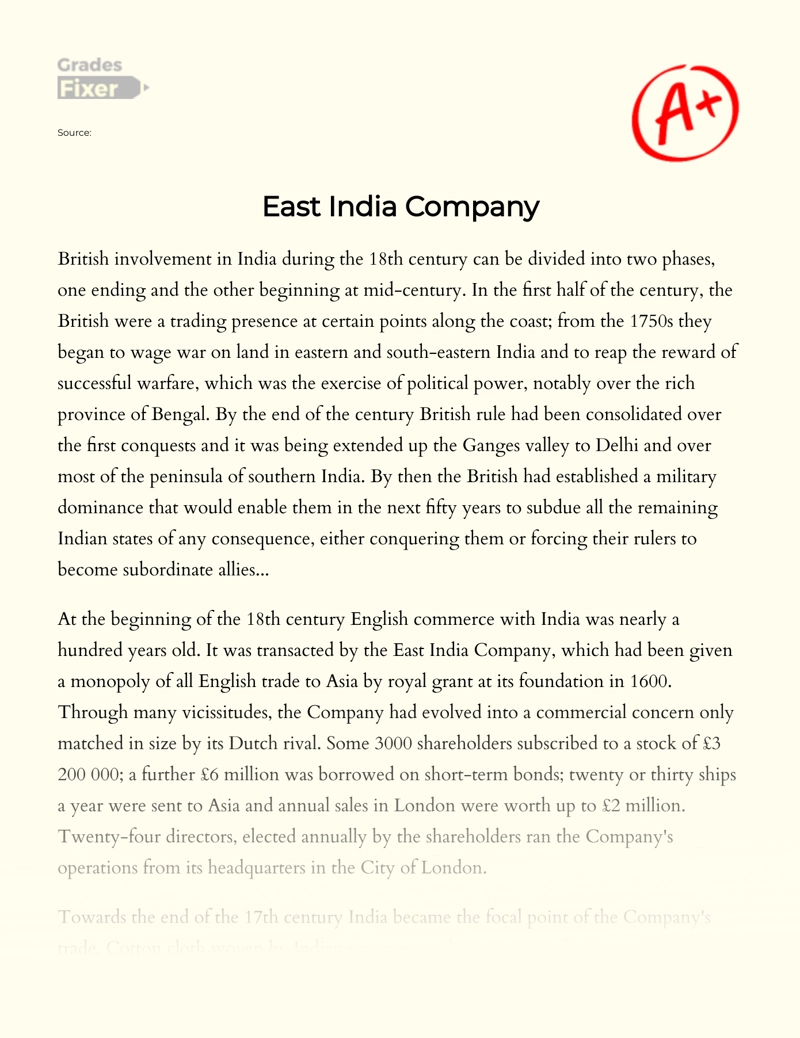 East India Company essay