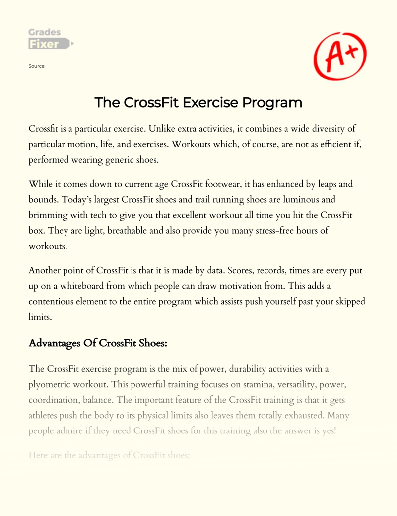 The Crossfit Exercise Program Essay